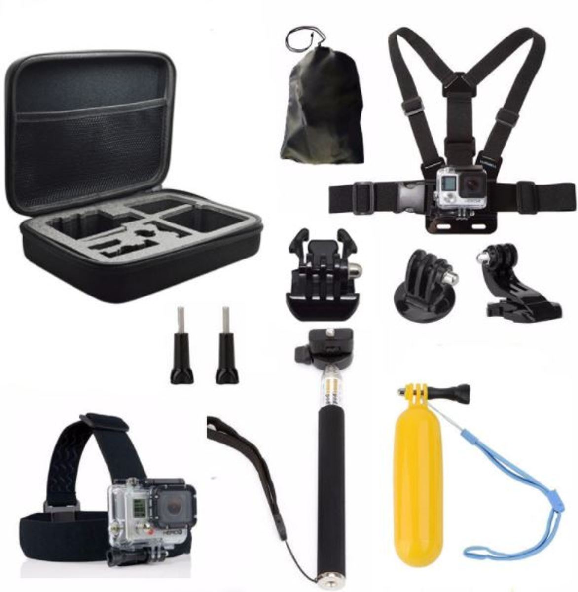 Abc 11 in 1 accessoire set geschikt voor Go Pro Hero 1 , 2, 3, 3+, 4 & 5 met luxe opbergkoffer