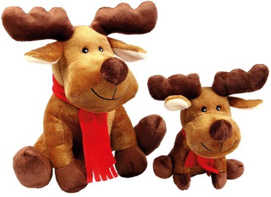 Wolters Kerstknuffel voor honden - hondenspeelgoed – Zachte pluchen knuffel – Bruin 20cm