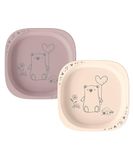 nip Green Eco Baby- en kinderborden, set van 2, diermotief, roze
