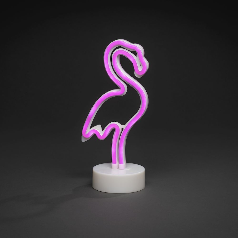 Konstsmide LED Silhouet Flamingo 3074-340 met Neon flex ropelight, roze met timer