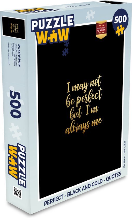 MuchoWow Puzzel Perfect - Black and gold - Quotes - Legpuzzel - Puzzel 500 stukjes