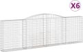 vidaXL Gabions - 6 pièces - voûté - 400x30x120/140 cm - métal - argent