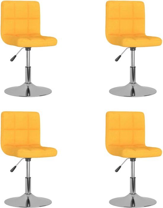 vidaXL Eetkamerstoelen draaibaar 4 stuks stof geel