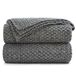 Longhui bedding Grijze gebreide deken voor bank, zachte, gezellige machinewasbare 100% katoenen bankgebreide dekens, zwaar gewicht van 1,4 kg, 130 x 160 cm, grijze en witte kleur, waszak inbegrepen