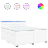 vidaXL Boxspringbed met matras, wit, 200x200 cm, kunstleer