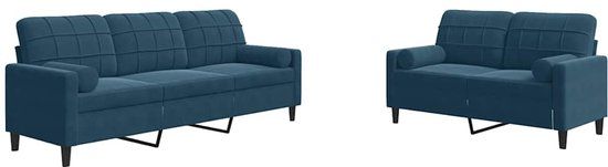 vidaXL 2-delige Loungeset met kussens en bolsters fluweel blauw