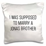 3dRose Tory Anne Collections Quotes-I moest trouwen met een Jonas Brother (pc-324391-1) kussensloop, wit