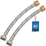 KOTARBAU® 2 Stuks - Flexibele Aansluitslang 1/2"x1/2" - Sanitaire Aansluitslang 20 cm - Flexibele Kraanslang - Buitendraad x Binnendraad - Aansluitslang Armatuur - Gevlochten Roestvrijstalen Aansluitslang