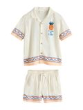 Next Jongens Set met overhemd met korte mouwen en reverskraag en korte broek - Wit