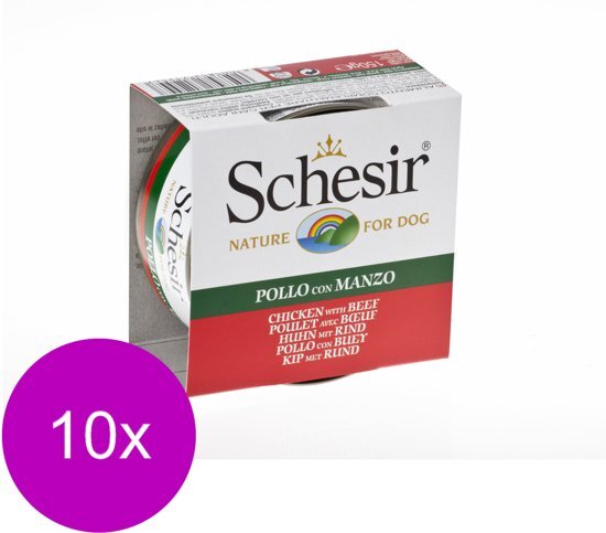 Schesir Hond Blik Gelei 150 g - Hondenvoer - 10 x Kipfilet&Rund