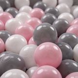 KiddyMoon Kinderballen 6 cm 100 Stuks - Ballenbad ballen - Baby Speelballen - Wit Grijs Poederroze