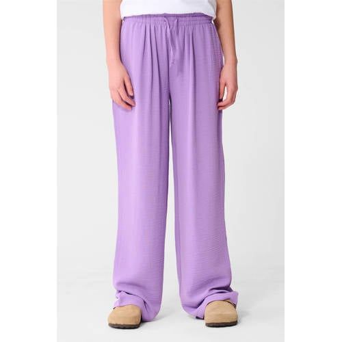 Shoeby high waist casual broek paars met textuur