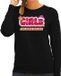 Bellatio Decorations foute kersttrui/sweater voor dames - girls just wanna have wine - zwart/roze XS