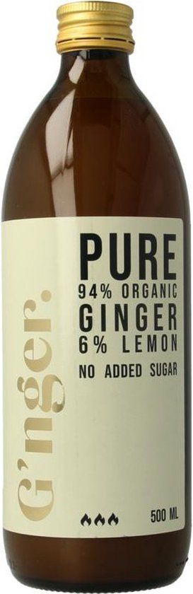 G'NGER PURE GEMBERSAP BIO - 500ML - Gembershot - Gember thee - Gimber