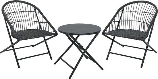 Ambiance Bistroset - 3-Delig - Zwart - Metaal - Vouwbaar
