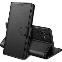 Phonillico® Case voor Samsung Galaxy S25 ULTRA - Zwarte portemonnee met magnetische klep en kaartopslag