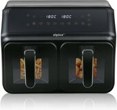alpina Dubbele Airfryer XXL - Heteluchtfriteuse 2x4L - Air Fryer met Digitaal Touchscreen - 8 Kookprogramma's - 8L