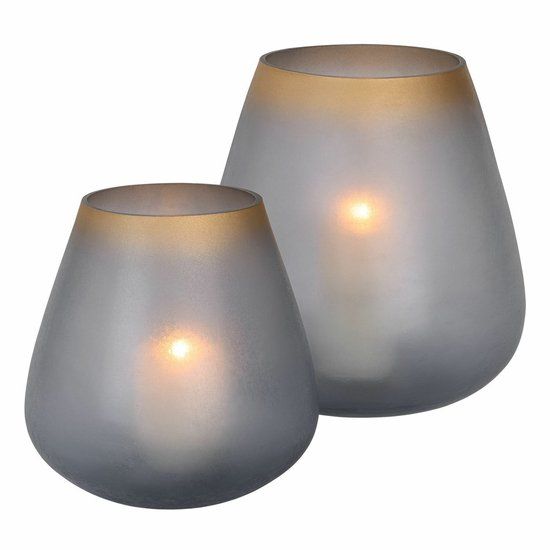 LOBERON Windlicht set van 2 Nilorav blauw