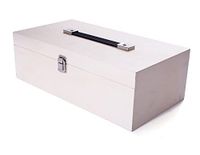 Houten kist van populierenhout, met handvat en scheidingswanden, 38 x 20 x 12 cm.