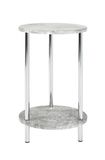 HAKU Bijzettafel rond betonlook chroom MDF metaal ronde salontafel - H 50 cm x Ø 30 cm