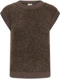Fransa Damesvest FRVanna Wa 1 Chocolate Torte Melange Wol Ronde Hals Korte Mouw L