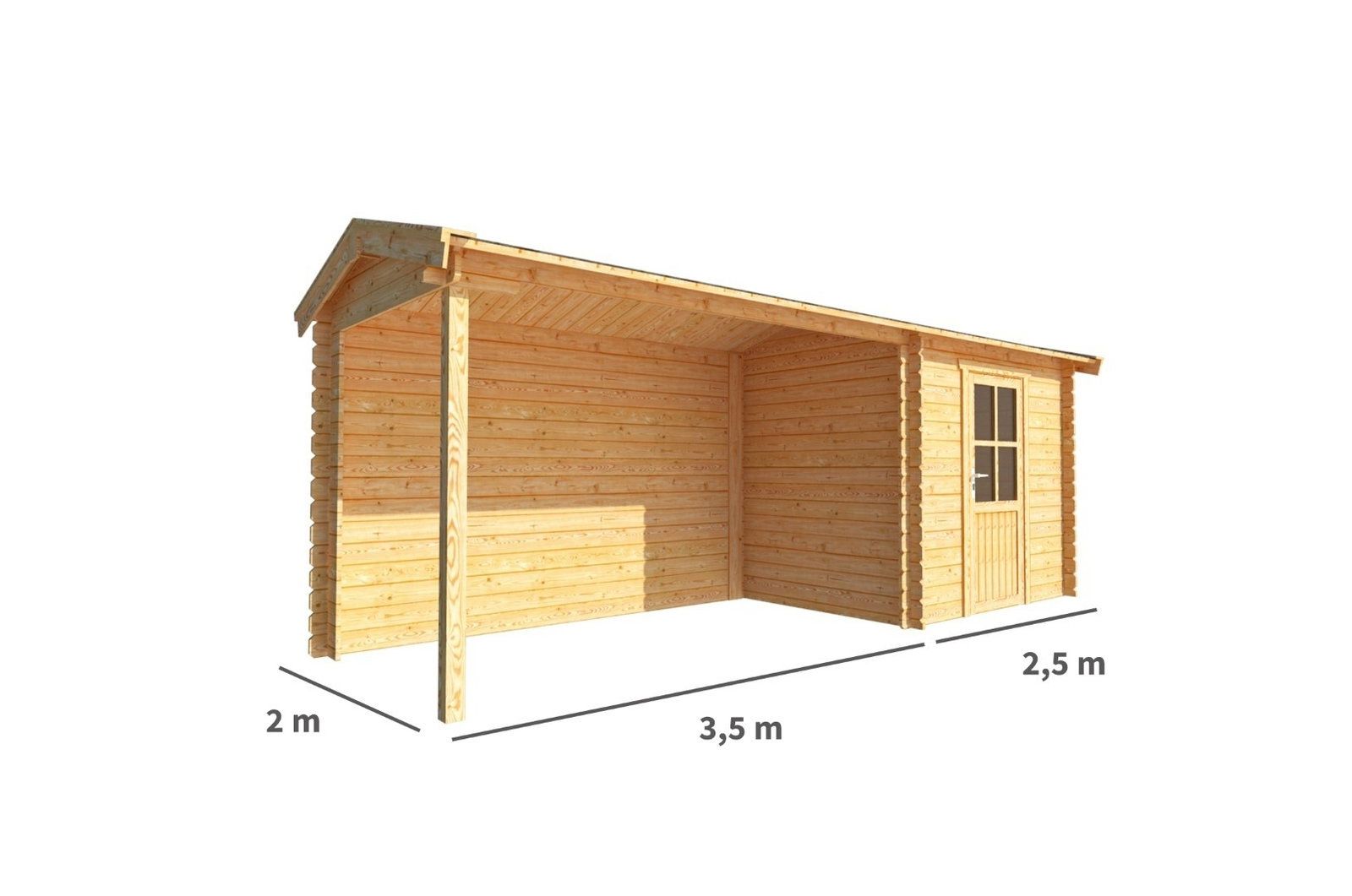 Warentuin collection Blokhut, tuinhuisje met overkapping Fenna-Esma 600 cm bij 200 cm diep zadeldak 5