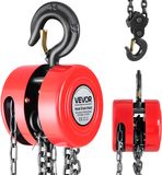 VEVOR Handmatige kettingtakel, draagvermogen 2 T, hefhoogte 3 m, met robuuste haak, G70-ketting, mechanische veiligheidsrem, goederenheffen voor garages, bouwplaatsen, magazijnen, rood