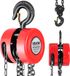 VEVOR Handmatige kettingtakel, draagvermogen 2 T, hefhoogte 3 m, met robuuste haak, G70-ketting, mechanische veiligheidsrem, goederenheffen voor garages, bouwplaatsen, magazijnen, rood