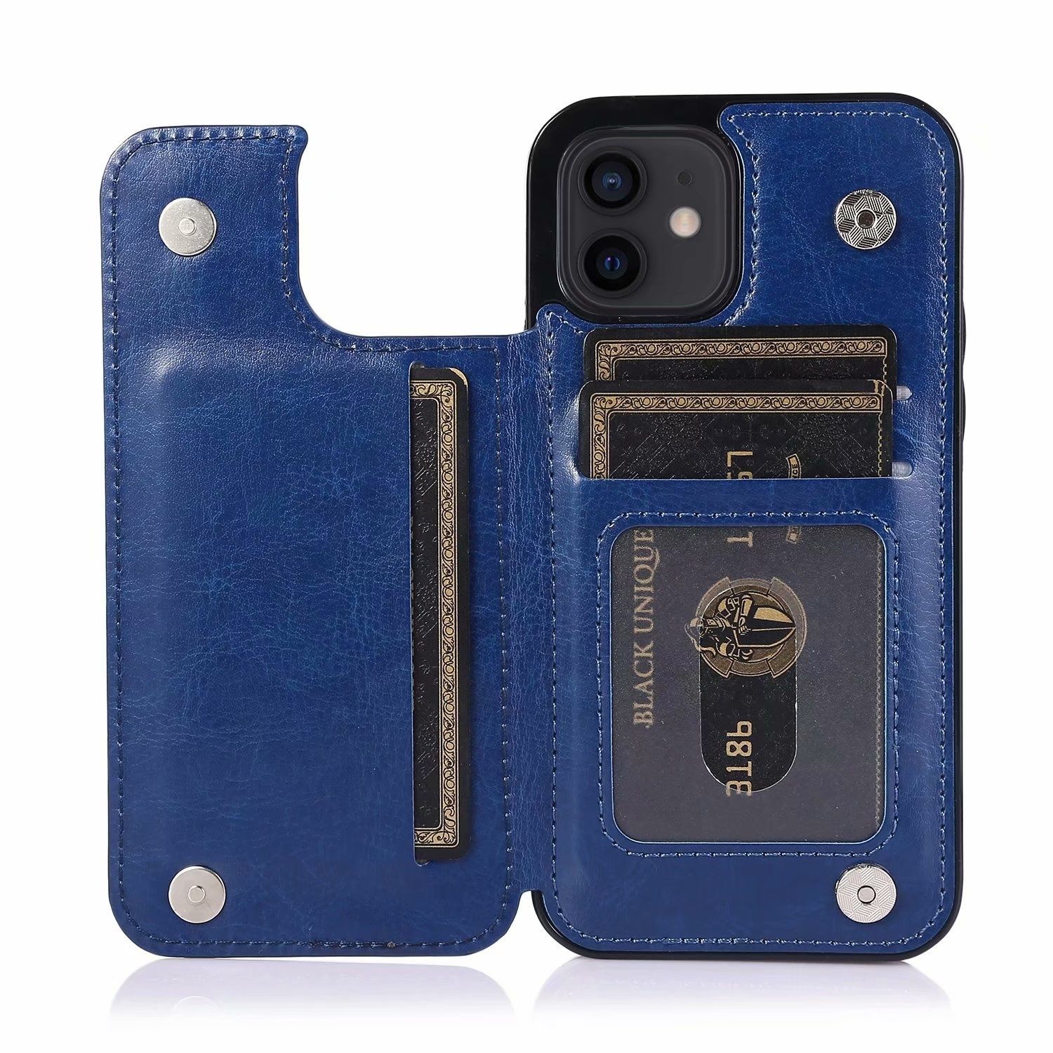 JVS Products iPhone 7 Back Cover Hoesje - Pasjeshouder - Leer - Portemonnee - Magneet Sluiting - Flipcover - Apple iPhone 7 - Blauw