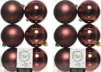 Decoris Kerstballen - 12x st - mahonie bruin - D8 cm - kunststof - mat/glans