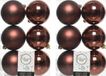Decoris Kerstballen - 12x st - mahonie bruin - D8 cm - kunststof - mat/glans