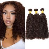 Merkloos Haarextensions #4 Chocoladebruin - Krullend - 100g/Bundle