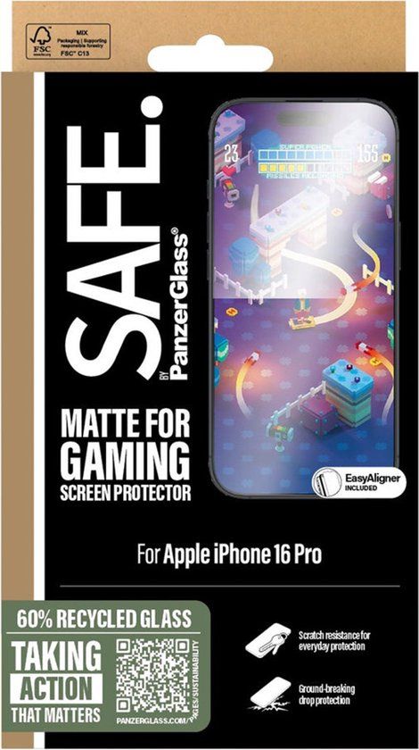 PanzerGlass SAFE by PanzerGlass Gaming Screenprotector Ultra Wide Fit met applicator geschikt voor Apple iPhone 16 Pro