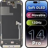 MP Apple iPhone 14 Pro Display met MP Touchscreen, met Frame, Soft OLED FHD 120Hz IC Movable Versie, Zwart