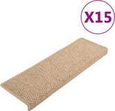 vidaXL - Trapmatten - Zelfklevend - 15 stuks - Sisal-look - 65x21x4 cm - Zandkleurig