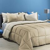 Caleffi - Modern dekbed van 100% polyester, eenkleurig, voor tweepersoonsbedden, vanille