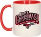 Bellatio Decorations Shoppartners Bv Cadeau kerstmok rood Merry Christmas and a happy new year - 300 ml - keramiek