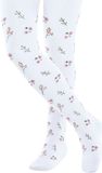 FALKE Little Flowers dun gedessineerd katoen panty kinderen wit - maat 80-92