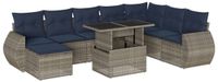 vidaXL 9-delige dining loungeset met kussens, grijs, polyrotan