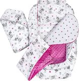 Medi Partners 5-delige Babynest Set 100x60x15 Uitneembaar inzetstuk Bed Knuffel Nestje Baby deken Pasgeboren 100% katoen (Teddy met een donkerroze Minky)