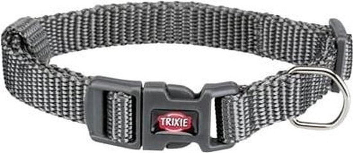 TRIXIE Hondenhalsband - Premium nylon halsband – L–XL: 40–65 cm/25 mm – Kleur: Grafiet grafiet