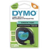 DYMO LetraTag Plastic Labels, Zwart op Groen, 12mm x 4m