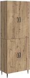 vidaXL - Bank loungeset - Bewerkt hout - Artisanaal eikenkleurig