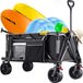 Chariot pliable robuste sans marque avec grandes roues - Capacité de 90,70 kg - Noir