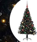 vidaXL - Kunststof - Voorverlichte - Kerstboom - met - 150 - LED - Zwart - 150 - cm - PVC