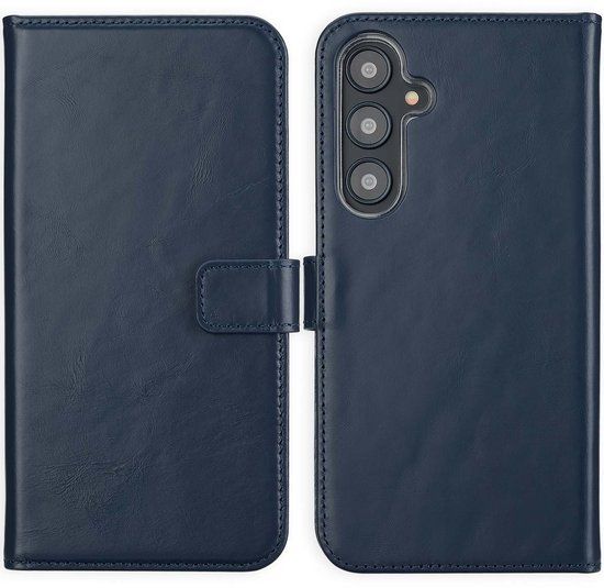 Selencia Echt Leren Bookcase voor de Samsung Galaxy S24 FE - Blauw