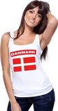 Bellatio Decorations Denemarken singlet shirt/ tanktop met Deense vlag wit dames L