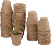 Merkloos / Sans marque Relaxdays 240x Kweekpotjes - Afbreekbare Stekpotjes - Rond - Beige