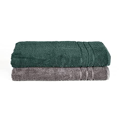 Komfortec 2 handdoeken voor sauna, 80 x 200 cm, antraciet/donkergroen