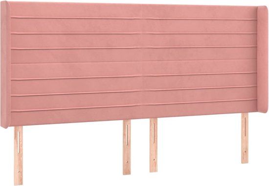 vidaXL Hoofdbord met randen 203x16x118/128 cm fluweel roze